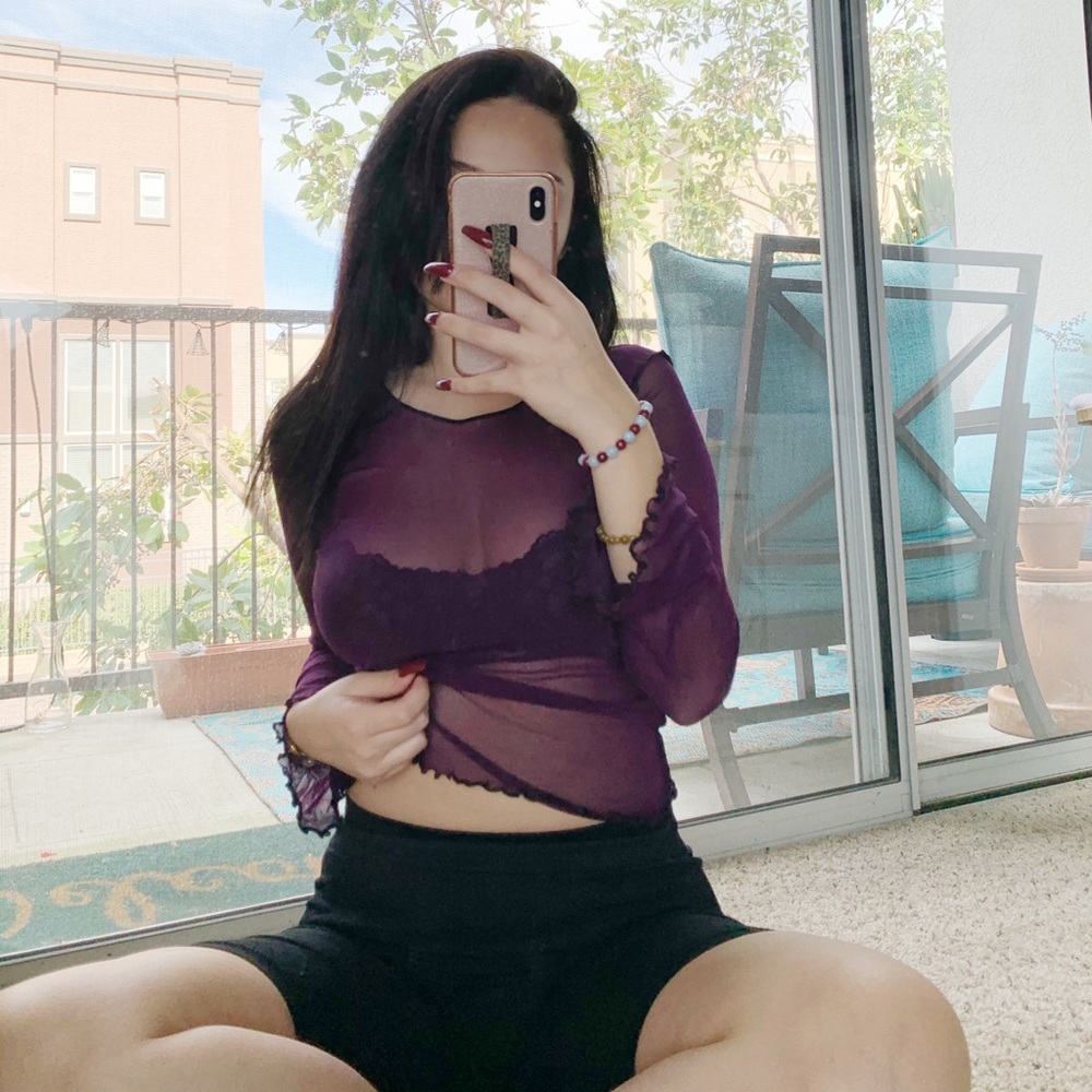 Mesh long sleeve top